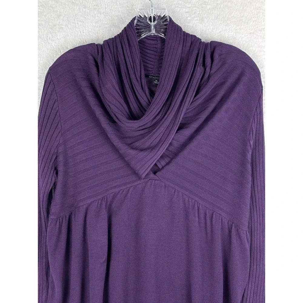 Chadwick's Women's Rayon Cowl Neck Purple Sweater Long Sleeve Size‎ XL